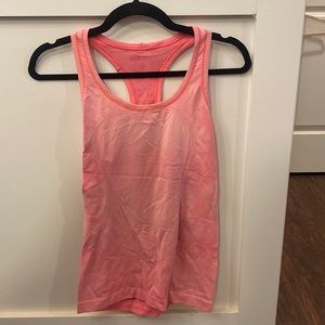 Lululemon pink/coral swiftly tank top